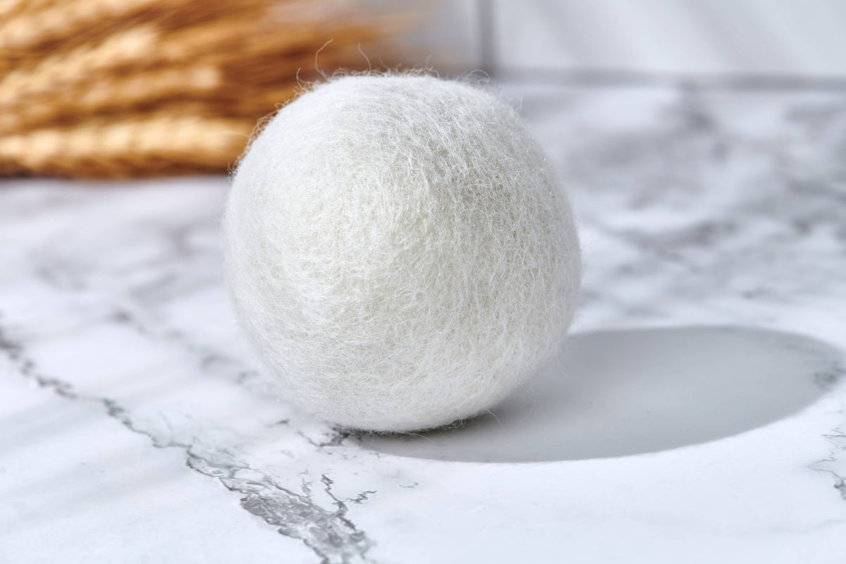 Natural wool dryer balls offered in bulk and unpackaged by Scalise Family Sheep Farm