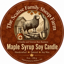 Maple Syrup Soy Candle label artwork, The Scalise Family Sheep Farm
