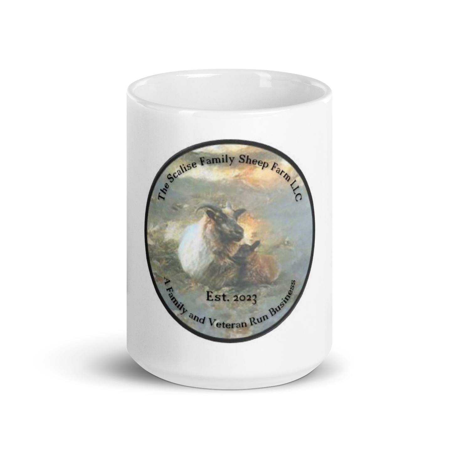 Scalise Family Sheep Farm LLC Logo - White glossy mug
